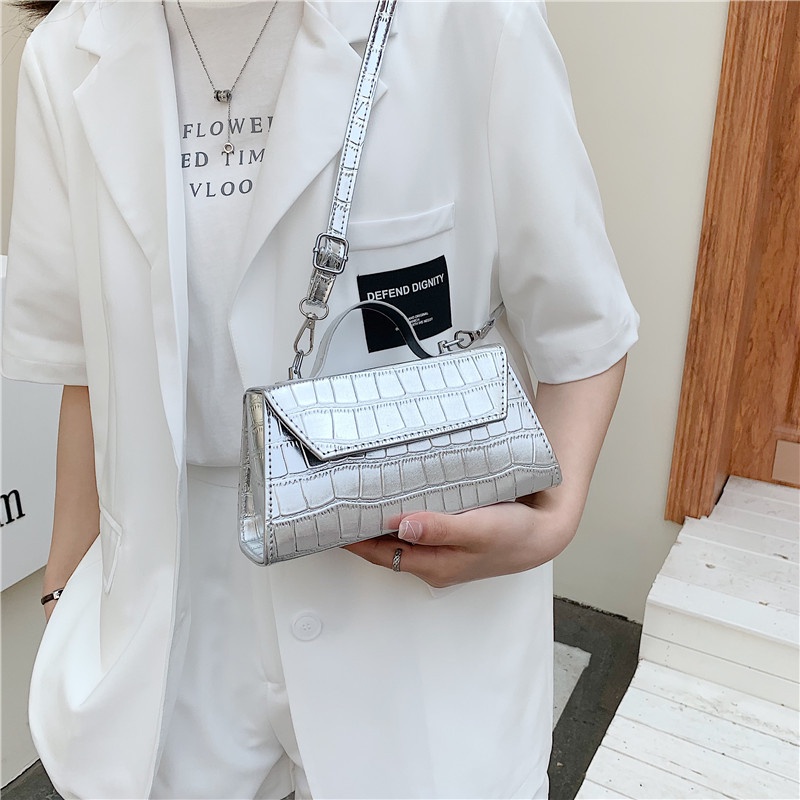 IELGY Túi Đeo Chéo Dáng Vuông Nhỏ Vân Da Cá Sấu Đơn Giản Thời Trang Cho Nữ