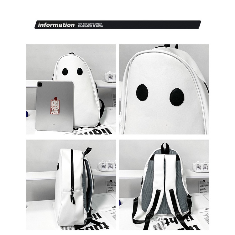 Balo Xinh Xinh the ghost chất da PU chống nước, thiết kế lạ mắt, đi học, đi chơi kiểu con ma