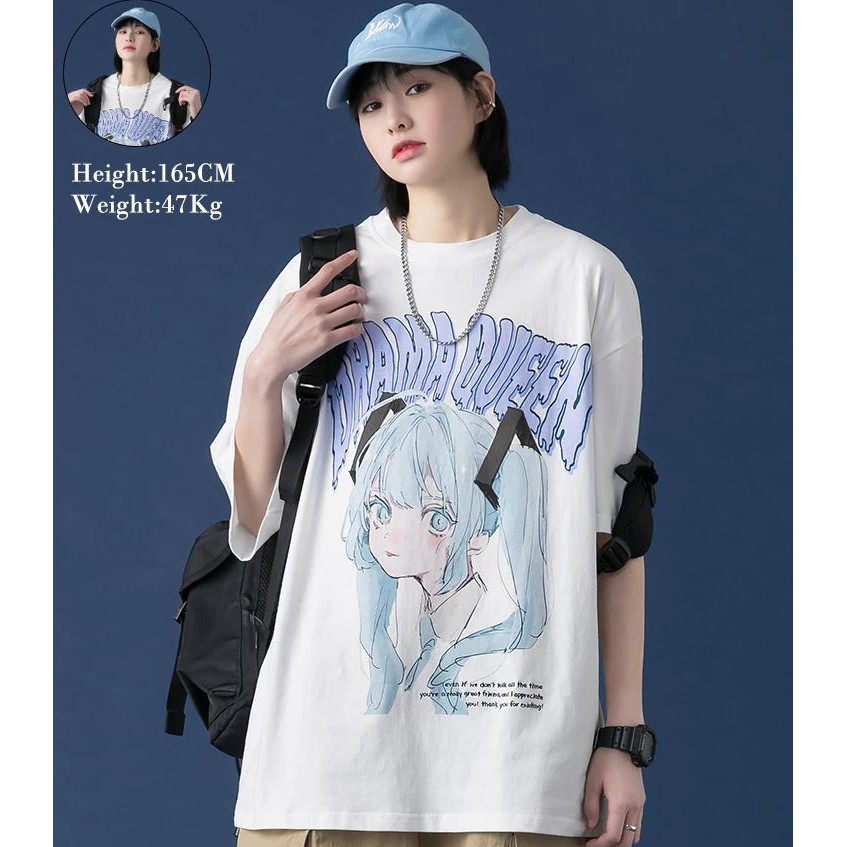 ÁO THUN, ÁO PHÔNG TAY LỠ UNISEX FORM RỘNG OVERSIZE DRAMA QUEEN ANIME M627