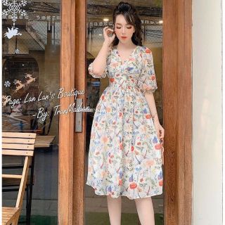 (Ảnh thật) Váy hoa eo xoè cực xinh hot hit hè 2020 hanoivnxk