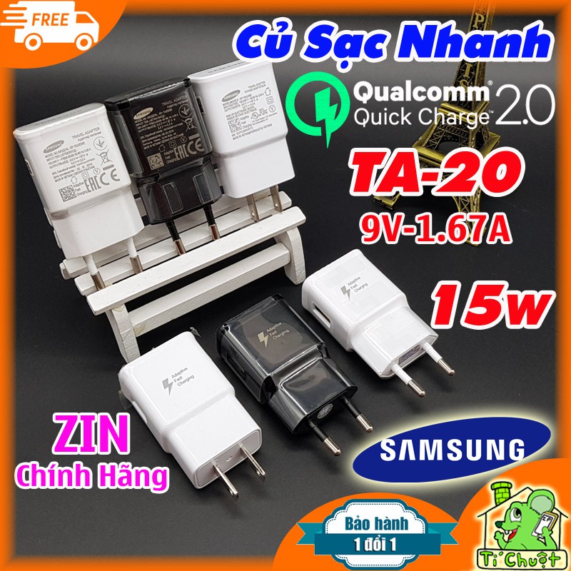 [ZIN Chính Hãng] Củ Sạc Nhanh Samsung TA20 15W 9V-1.67A Sơn Bóng S9 Note 9