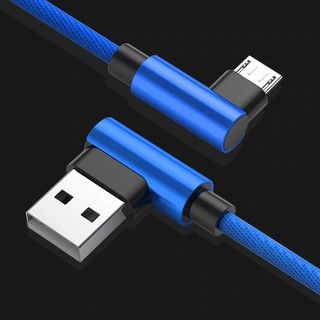 Micro USB Cable 90 Degree Elbow Nylon Braided Charging Adapter Cable For Android