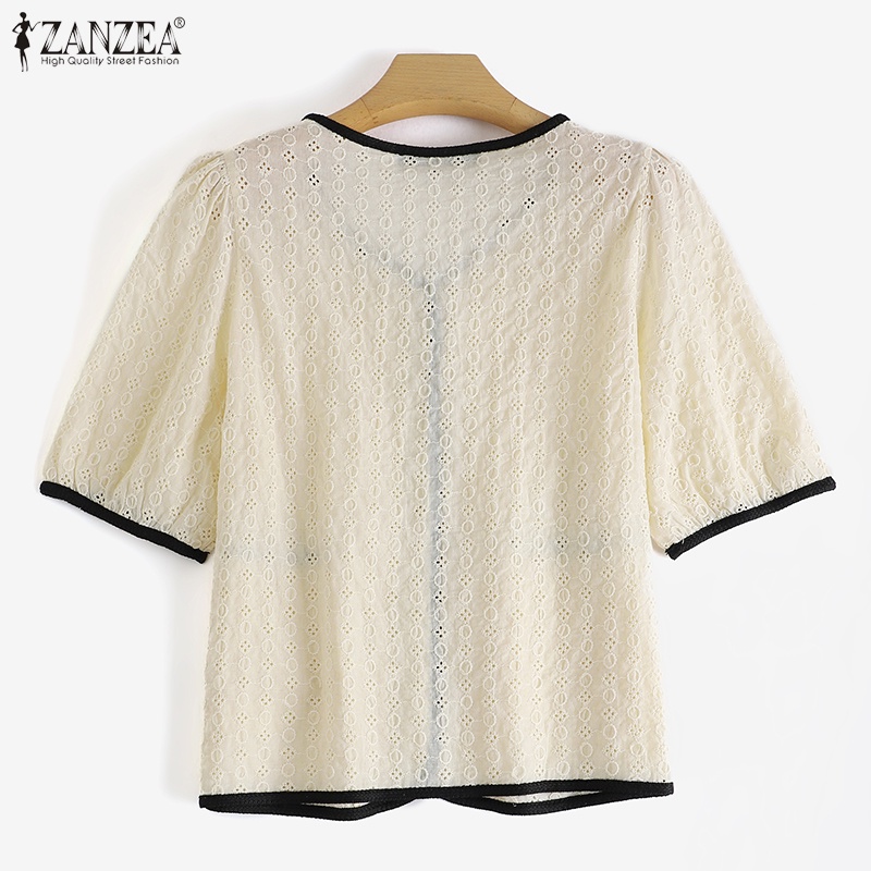 Áo kiểu nữ Zanzea cổ chữ V thêu họa tiết vintage