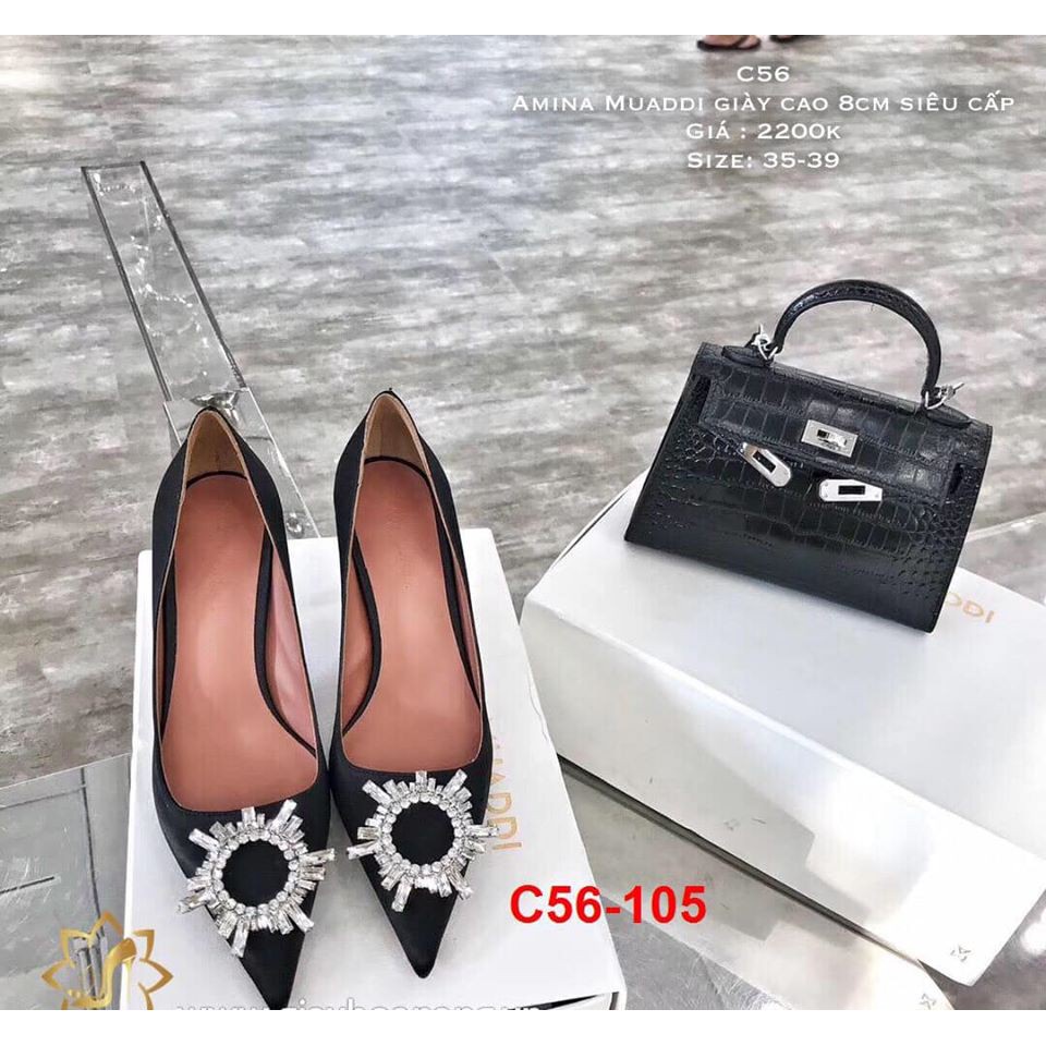 C56-105 Amina Muaddi giày cao 8cm siêu cấp
