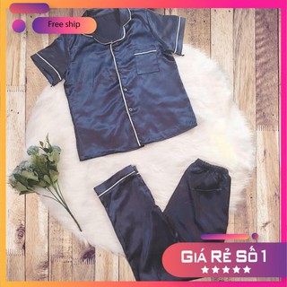 ( LTTP ) bộ đồ ngủ phi lụa pijama áo ngắn tay quần dài