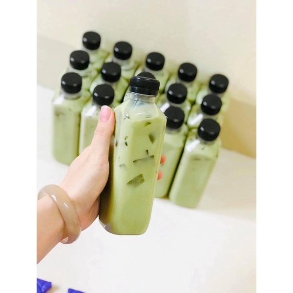 Chai nhựa vuông nắp đen Việt Nhật 330ML - Chai đựng trà sữa, trà thái