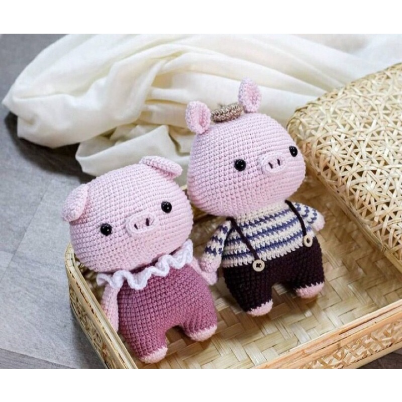Combo hai bé heo móc len cute