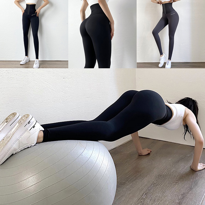 Quần Legging Thể Thao Lưng Cao Phối Nút Có Thể Điều Chỉnh Kích Thước