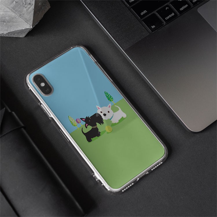 Ốp lưng Hai chú chó nhỏ và quả tennis. Dễ thương, độc đáo Iphone từ 5 đến Xs Max/11/11 Promax/12/12 Promax CHUSPO21091