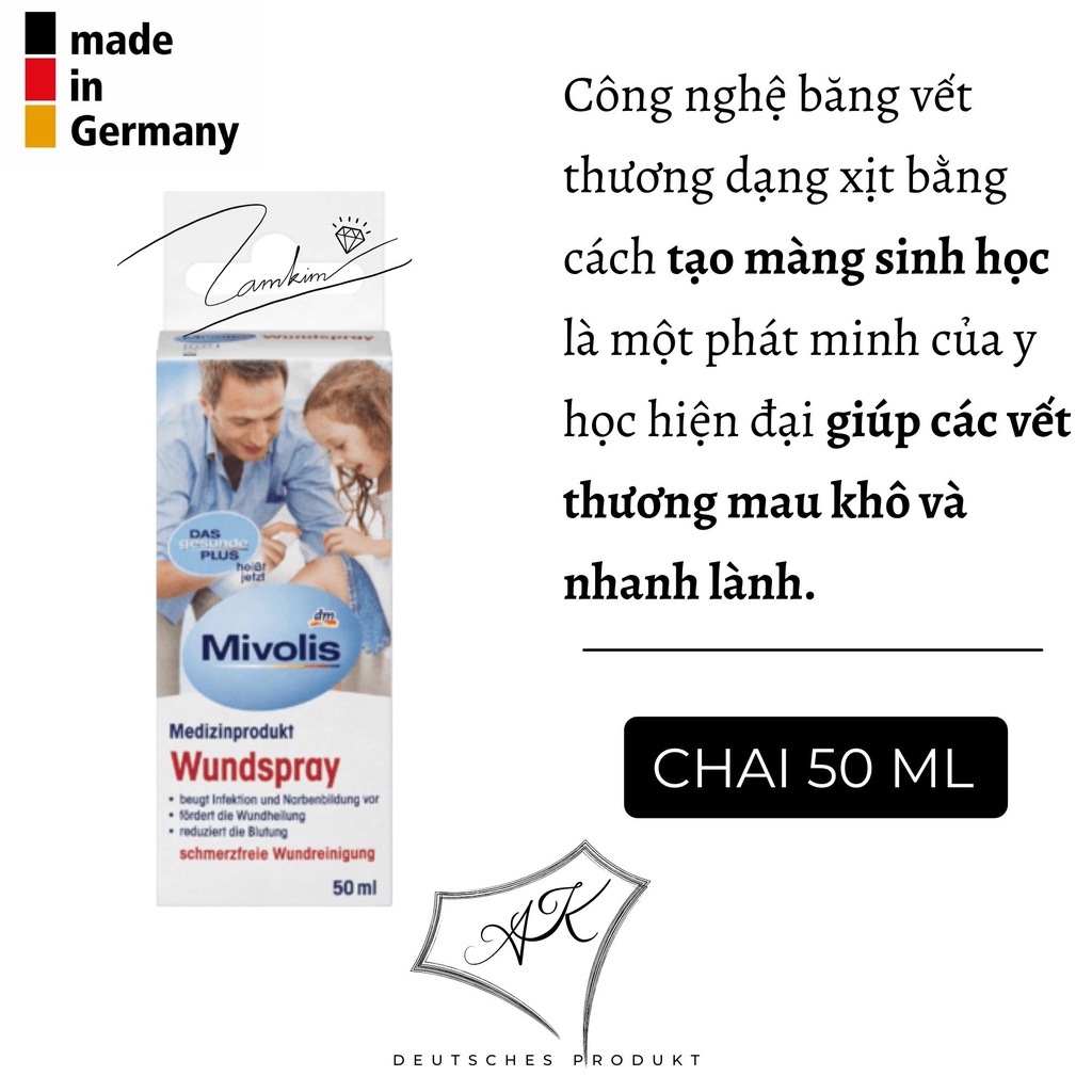 Xịt cầm máu vết thương Mivolis Dasgesund - nội địa Đức - chai 50ml