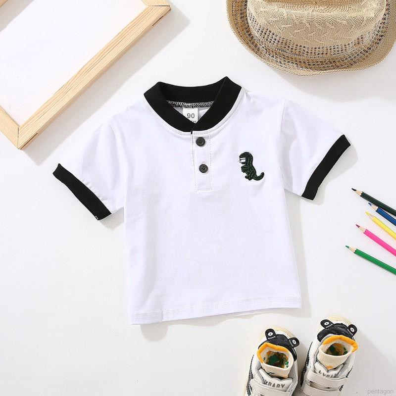 Bộ áo thun tay ngắn in hình khủng long + quần short denim cho bé trai
