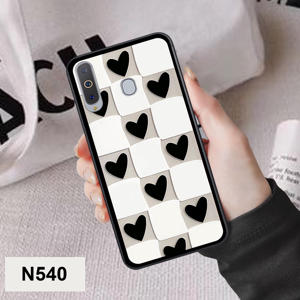 Ốp Samsung A8s / A9 2019 in hình trái tim caro đen trắng , hồng cute xinh xắn dễ thương