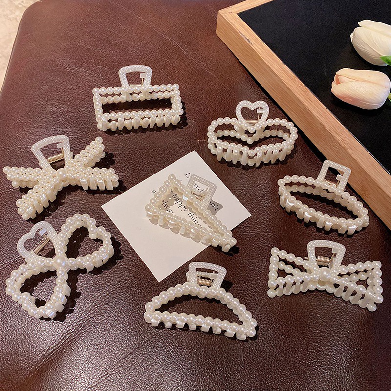 Kẹp Tóc Đính Ngọc Trai Bằng Nhựa Dễ Thương Cho Nữ