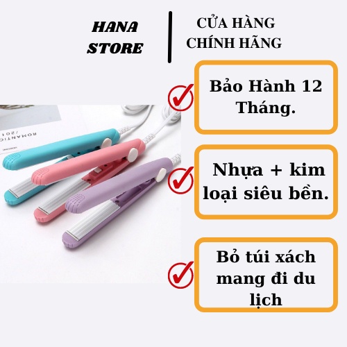 Máy Là Tóc Uốn Duỗi Kẹp Tóc Mini Da Năng  Mỹ Phẩm Hana Bảo hành 12 tháng