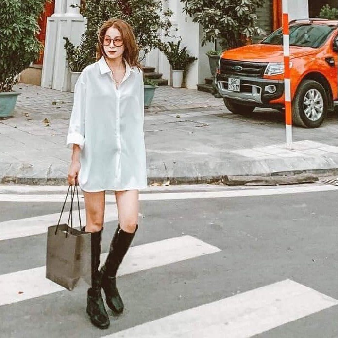 Áo sơ mi nữ trắng 𝐅𝐑𝐄𝐄𝐒𝐇𝐈𝐏Áo sơ mi trắng nữ tay dài bóp, chiết eo công sở đẹp hàn quốc big size, form rộng