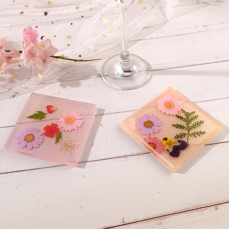 Set 2 khuôn silicon đổ epoxy resin hình tròn/vuông dùng làm tấm lót ly cốc độc đáo