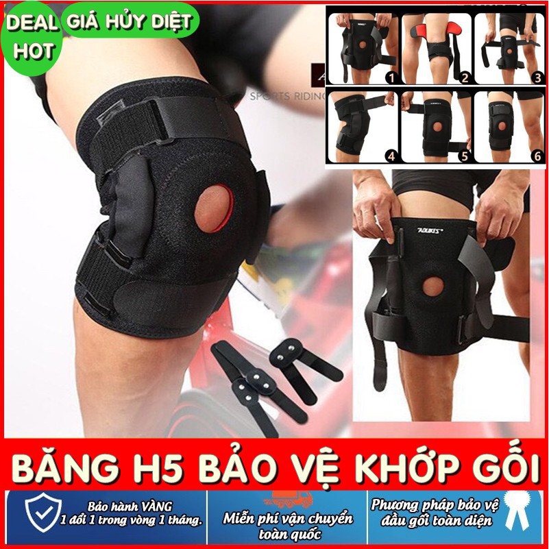 Bó Gối H5 Cao Cấp Cải Tiến , Băng Gối Bảo Vệ Đứt Dây Chằng Chéo Chính Hãng Aolikes 7907 denhocdeban