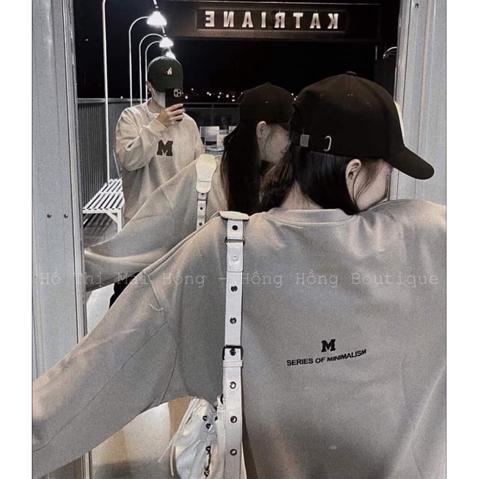 Áo sweater nỉ 2Za Chữ M  Unisex [FREESHIP] Thun kiểu dài tay phồng form rộng basic đường phố hàn quốc ulzzang