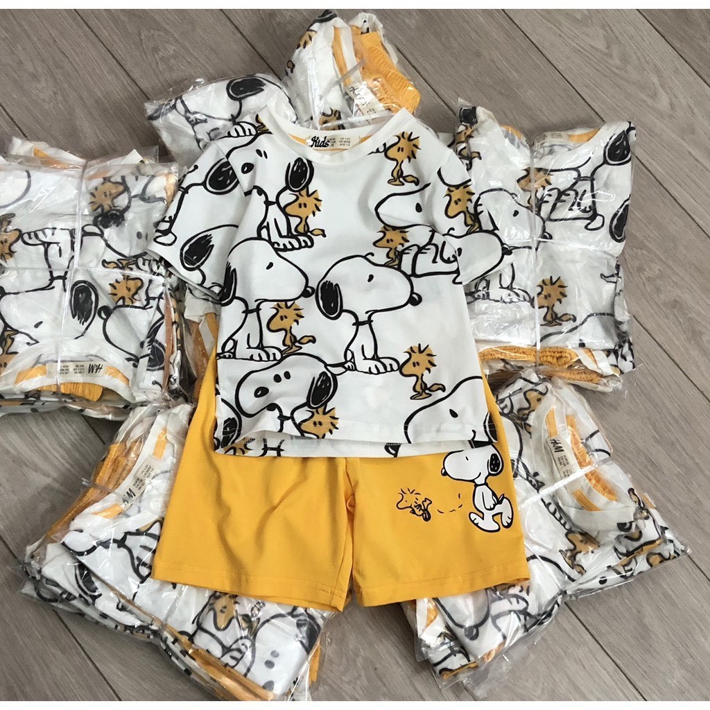 Bộ Chó Snoopy Vàng Chất Liệu Cotton Co Dãn Cho Bé 8-20Kg V272 - Unchi Store