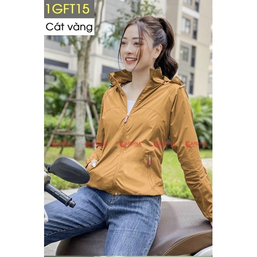 Áo gió nữ CARDINA 2 lớp chất gió trơn cao cấp chống nước cản gió cản bụi chống nắng nhẹ