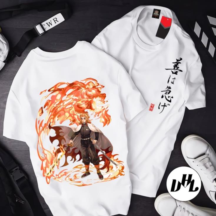 Áo thun nam nữ thanh gươm diệt quỷ Viêm Trụ ATT-001, Áo thun Anime Manga Kimetsu no Yaiba Unisex Nam Nữ