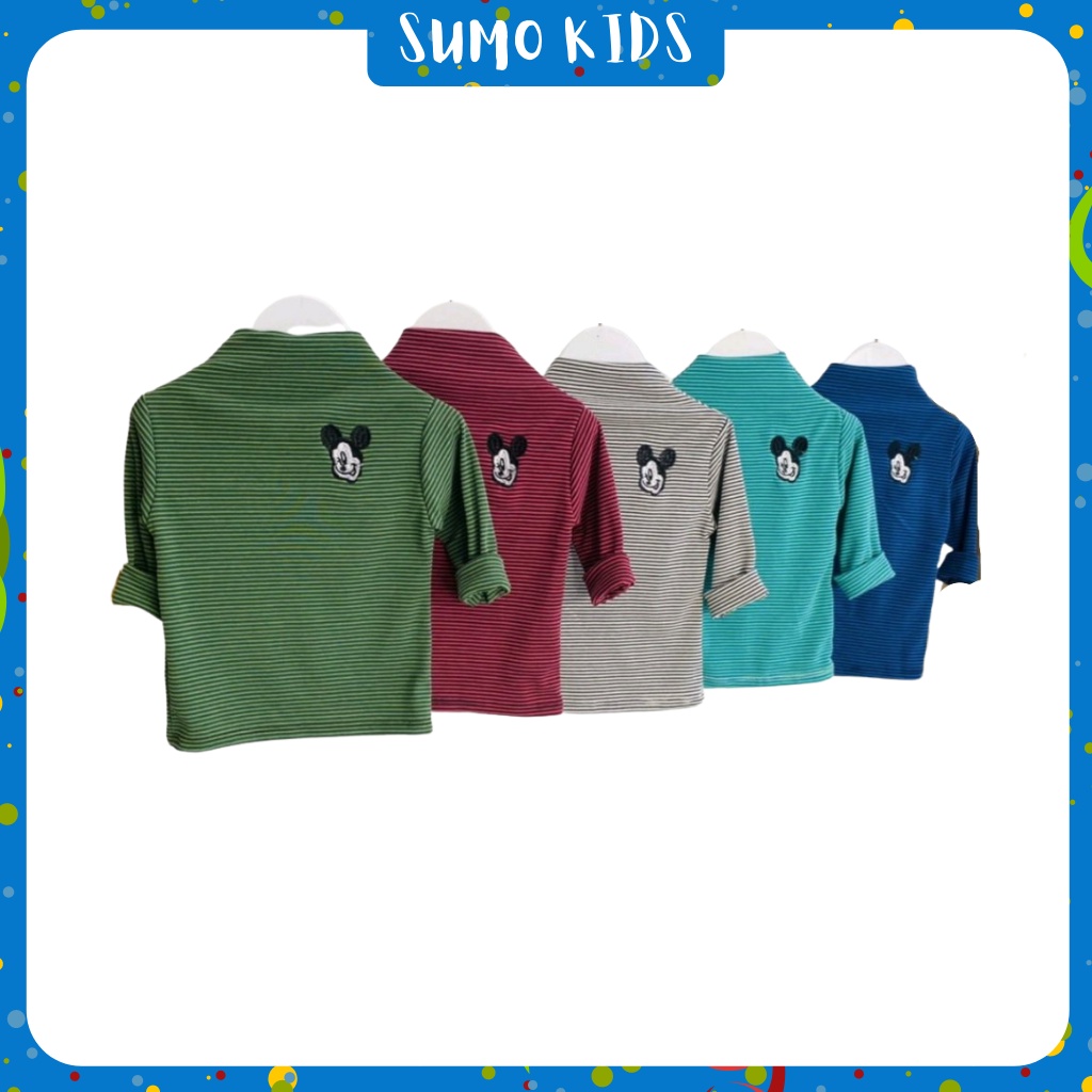 Áo Giữ Nhiệt Cho Cho Bé Kẻ Ngang In Mic key Siêu Ấm - SUMO KIDS