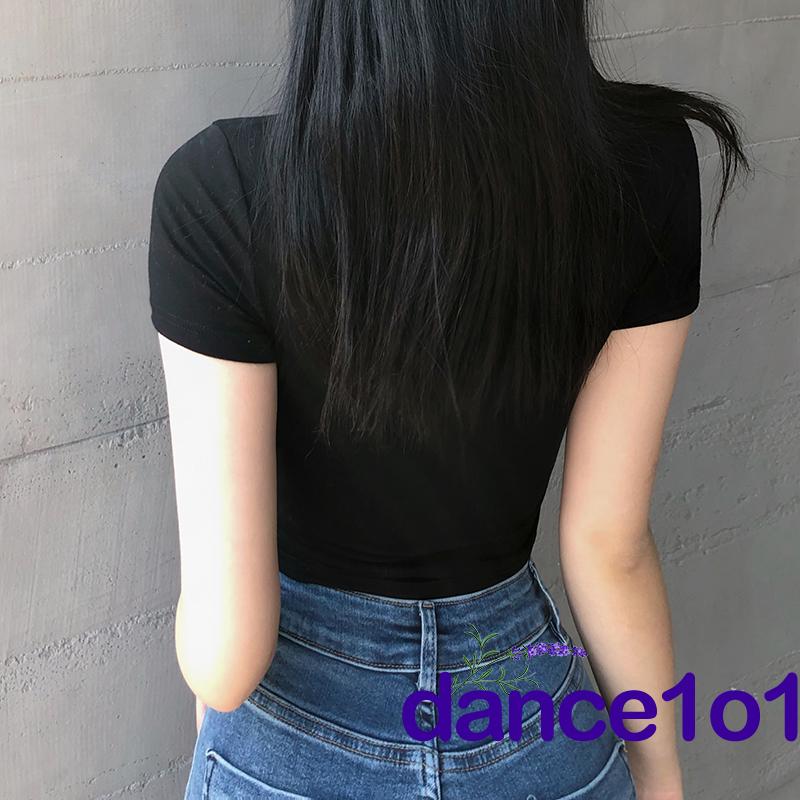 Áo thun nữ ngắn tay cổ tròn in chữ thời trang