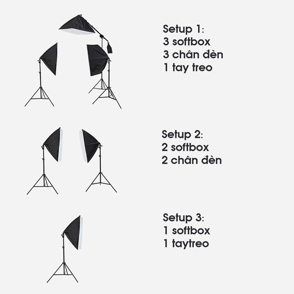 Bộ Kit Chụp Hình Studio Softbox Kèm Bóng Đèn Led 80W Trợ Sáng Livestream Quay Video Làm Vlogs