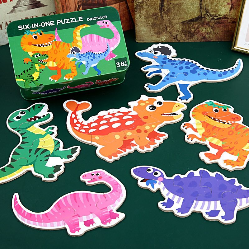 Bộ đồ chơi ghép hình Puzzle cao cấp 6 hình khủng long MS69