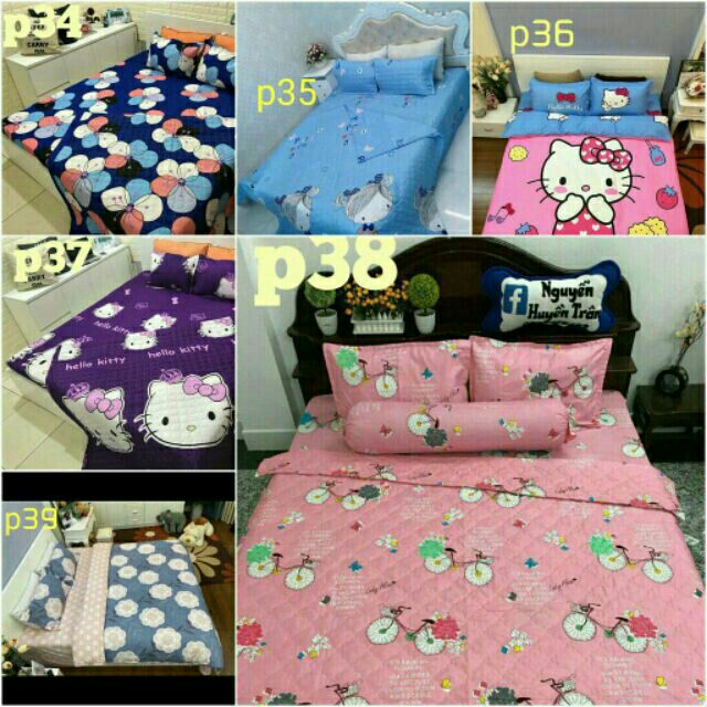 Bộ gồm mền,  dra chun,  2 gối nằm,  1 gối ôm