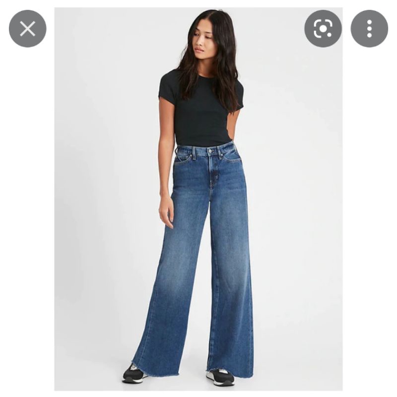 Quần jean ống suông rộng boyfriend VNXK jeans nữ mid rise ống loe wide leg flare baggy xuất khẩu dư xịn