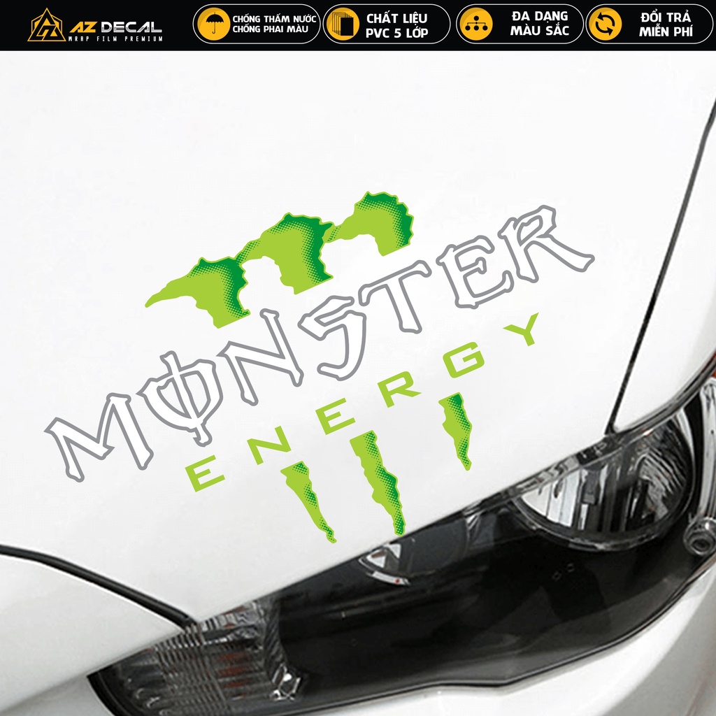 Tem Ô Tô Phong Cách Monster | CP07 | Decal Dán Oto Xe Hơi 4 Chỗ 7 Chỗ Sedan SUV Chống Nước, Bền Màu