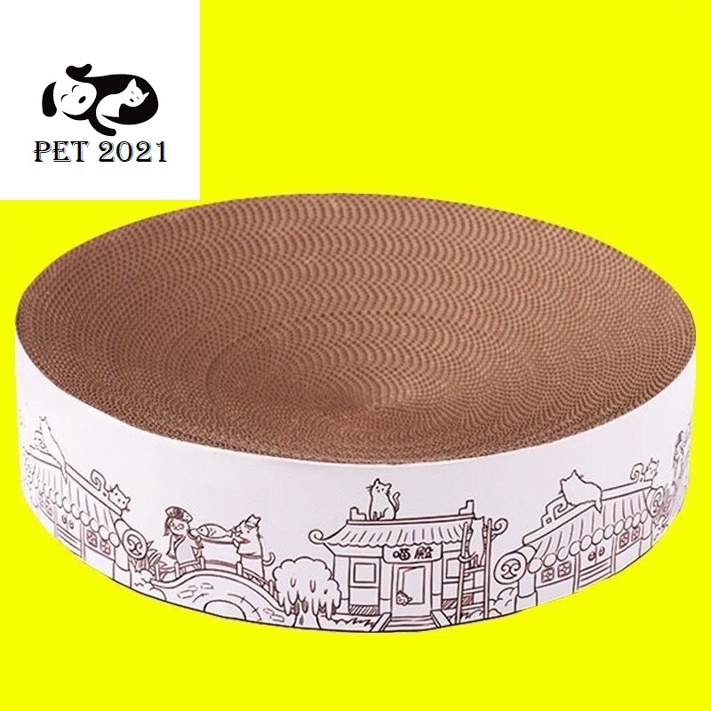 Bàn Cào Móng Hình Tròn,Ổ Nằm Dành Cho Mèo ( Kèm Catnip) - PET 2021