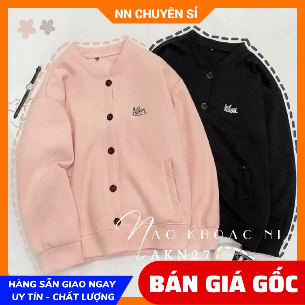 ÁO KHOÁC NỈ BÔNG CARDIGAN THÊU CÚN CỰC HOT AKN27 ⚡100% ẢNH THẬT⚡