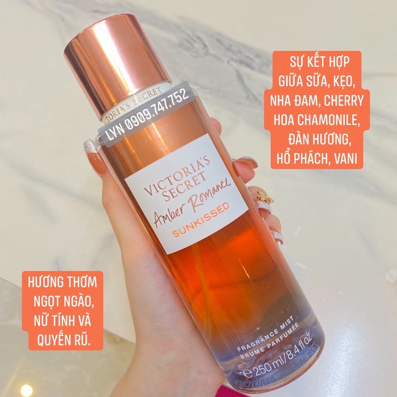 [Best Seller 250ml] Nước Hoa Xịt Thơm Toàn Thân Victoria Secret Amber Romance Noir Body Mist Vic VS Midnight Petals