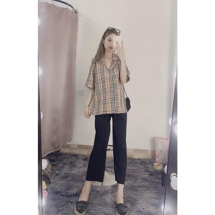 Quần suông bầu đẹp + áo kẻ BBR kute