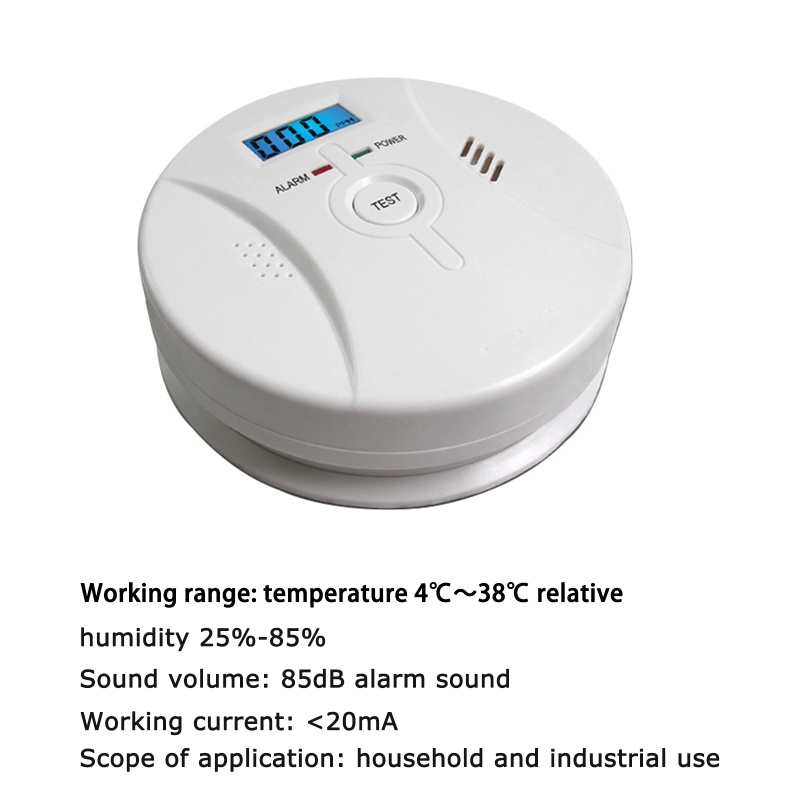 Thiết Bị Phát Hiện Khói Carbon Monoxide Hiển Thị Điện Áp Thấp