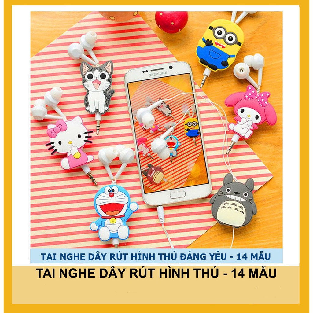 TAI NGHE DÂY RÚT HÌNH THÚ - 14 MẪU Ddeli