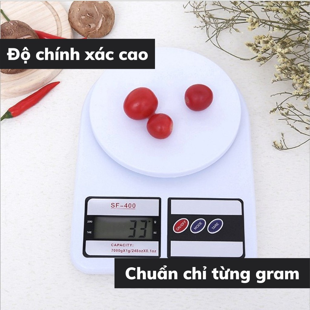 Cân tiểu ly điện tử SF-400 định lượng 1g  - 10kg mini làm bánh pha chế nhà bếp độ chính xác cao tặng kèm pin AA