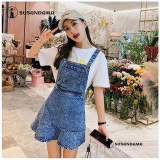Đầm Denim sát nách dây mảnh phong cách Hàn Quốc