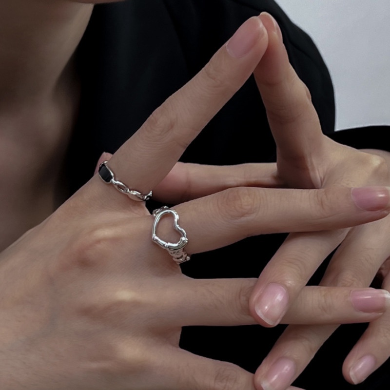 Nhẫn Hở Hình Trái Tim Phong Cách hip hop Hàn Quốc Kiểu Dáng Mới