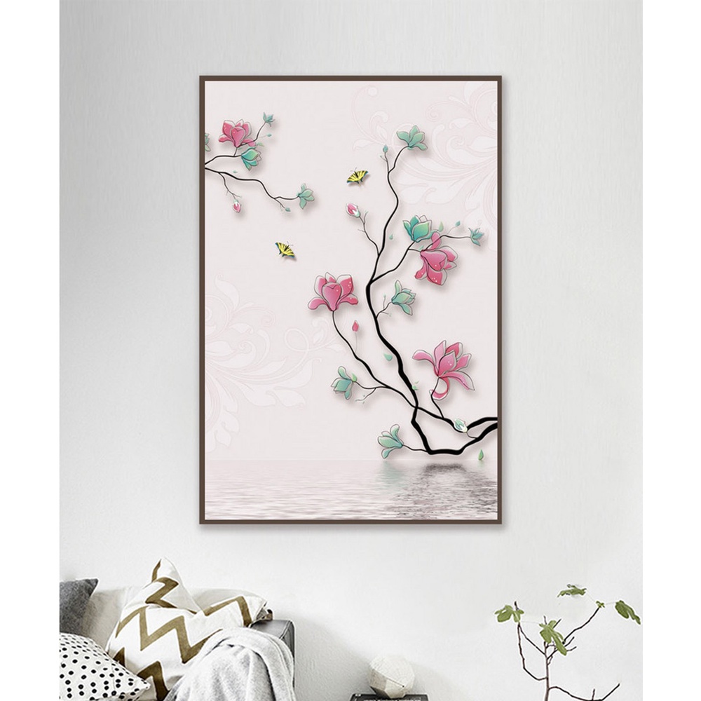 In hình ép gỗ Laminate TRANH HOA LÁ - Mẫu 2 (1 HCN 40x60, 50x75, 60x90). In ảnh theo yêu cầu