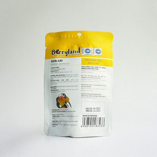 Xoài sấy dẻo Berryland đặc sản Đà Lạt túi 30g