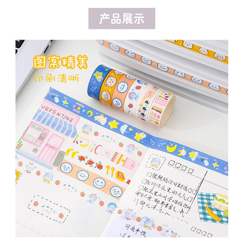 washi tape lẻ cuộn nhiều màu sắc trang trí sổ, trang trí nhật kí, bullet journal