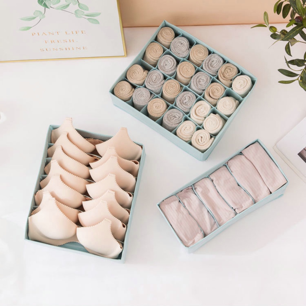 Túi hộp vải đựng đồ lót tất vớ áo ngực bra 6 7 20 ngăn VNXK vải không dệt tiện lợi tiết kiệm không gian