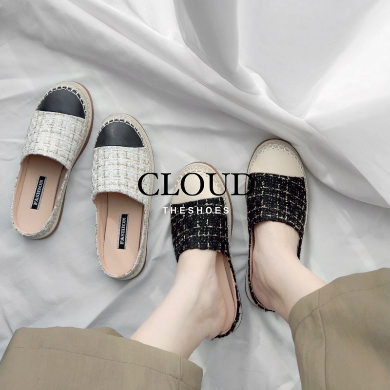 Giày hở gót phối cói