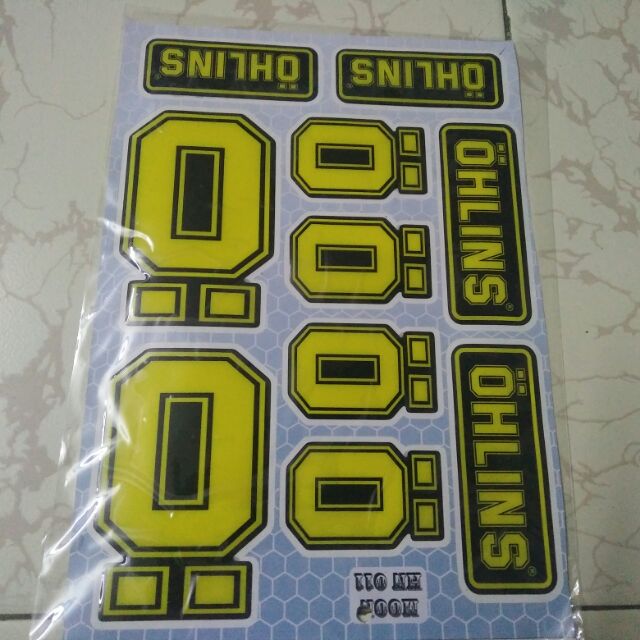 Bộ tem nổi Ohlins màu vàng đen