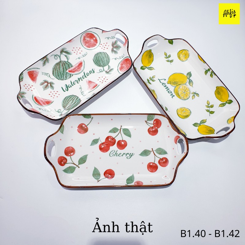 Đĩa sứ, đĩa sứ trang trí họa tiết hoa quả siêu xinh dùng cho bàn ăn và decor