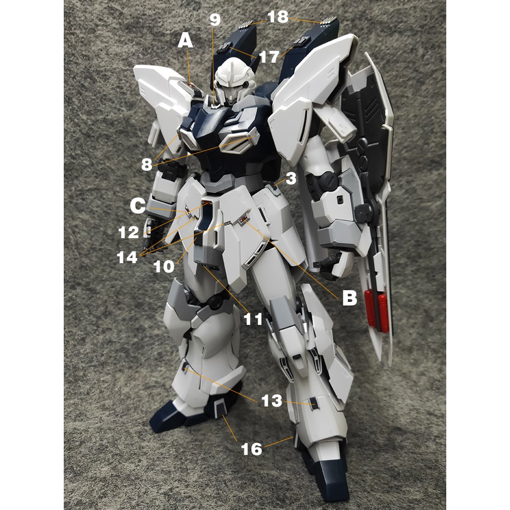 Phụ kiện mod ANUBIS - Chi tiết nhựa mô hình in 3D cho MG 1/100 MSN-06S SINANJU STEIN GP011