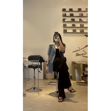 Áo vest Blazer Nữ Ngắn tay Form rộng Dáng dài Áo Blazer 4 cúc Màu trơn Phong cách Hàn Quốc Ulzzang Thời trang